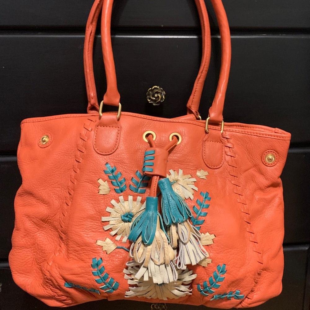 Fiore Large Designer Handbag Floral Coral